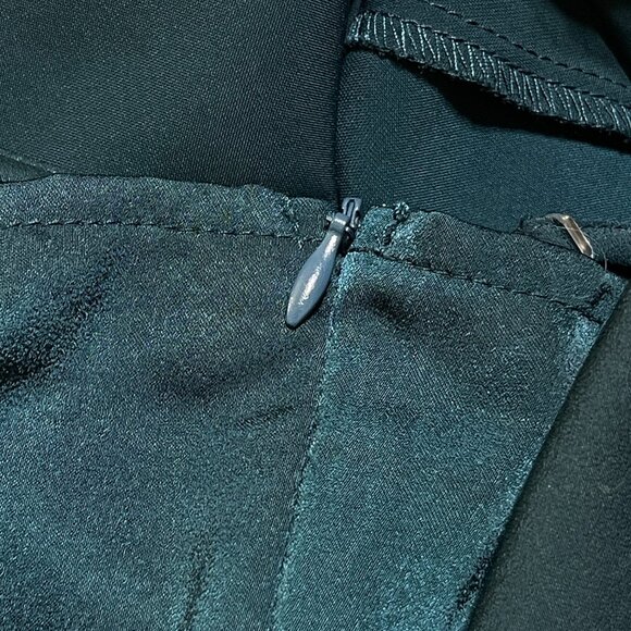 D&M Satin Slip Dress Draped Front Cami Green Bias Cut M Medium - Picture 4 of 7